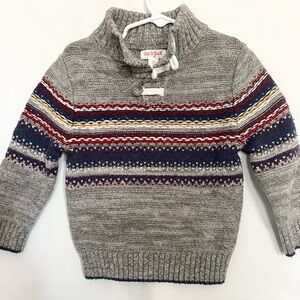 CAT & JACK Boys Winter Knit Mock Neck Sweater Fisherman's Fair Isle Size 2T